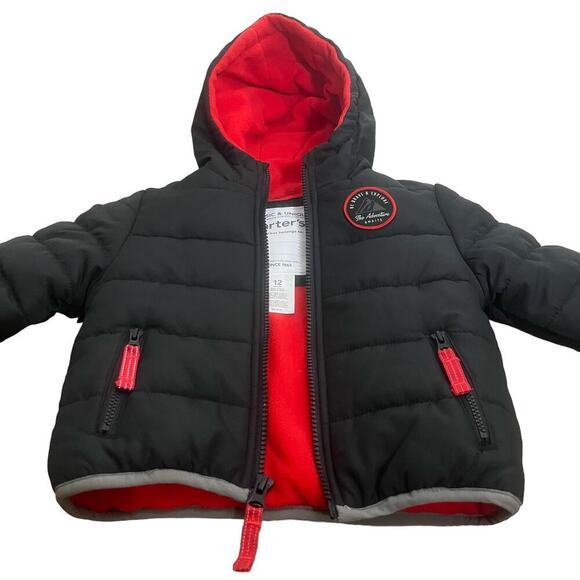 Carter's Solid Puffer Jacket Wind & Water Resistant Black - Picture 3 of 6